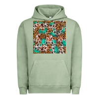 Pigment Oil Green Western Turquoise Glitter Cowhide Leopard Seamless Urban Hoodie - FaDigitalArtStudio