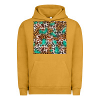 Pigment Peanut Butter Western Turquoise Glitter Cowhide Leopard Seamless Urban Hoodie - FaDigitalArtStudio