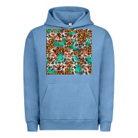 Pigment Pebble Blue Western Turquoise Glitter Cowhide Leopard Seamless Urban Hoodie - FaDigitalArtStudio