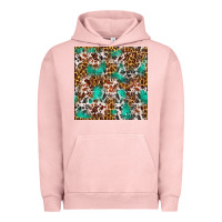 Pigment Salmon Western Turquoise Glitter Cowhide Leopard Seamless Urban Hoodie - FaDigitalArtStudio