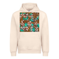 Sandshell Western Turquoise Glitter Cowhide Leopard Seamless Urban Hoodie - FaDigitalArtStudio