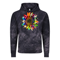 Cloud Black tie dye sunflower with cowhide Vintage Hoodie - Artiststas