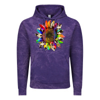 Cloud Purple tie dye sunflower with cowhide Vintage Hoodie - Artiststas