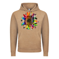 Vintage Coffee tie dye sunflower with cowhide Vintage Hoodie - Artiststas
