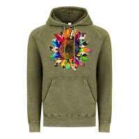 Vintage Olive tie dye sunflower with cowhide Vintage Hoodie - Artiststas