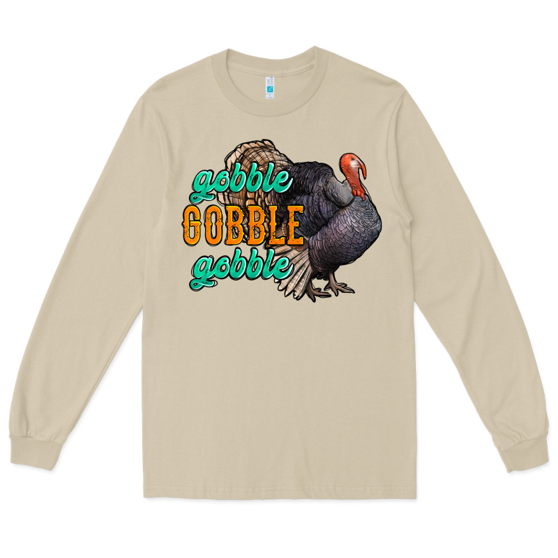 Thanksgiving Turkey Gobble Gobble Long Sleeve Tee by NancyCooperArtShop | Teevron