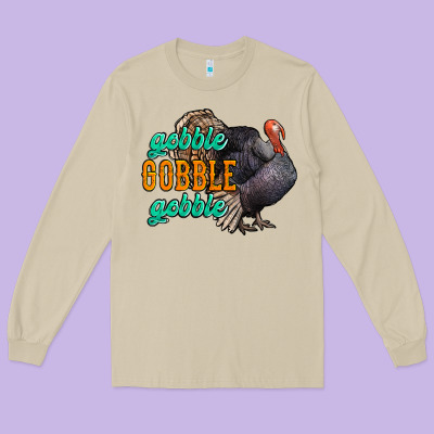 Thanksgiving Turkey Gobble Gobble Long Sleeve Tee Designed By Nancycooperartshop