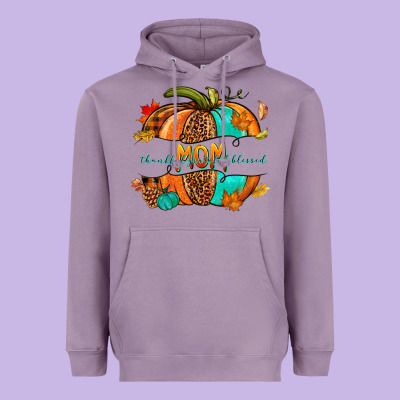 Thankful Grateful Blessed Mom Pumpkin Heavyweight Hoodie Designed By Nancycooperartshop