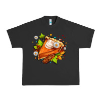 Pigment Black pumpkin pie with daisies and cinnamon Urban Heavy Tee - AdoDesignShop