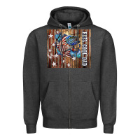 Charcoal Heather Western Reel Cool Dad American Flag Bass Zipper Hoodie - LillyAllenDesigns