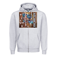 Heather Grey Western Reel Cool Dad American Flag Bass Zipper Hoodie - LillyAllenDesigns