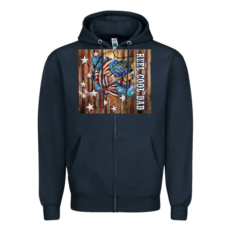 Western Reel Cool Dad American Flag Bass Zipper Hoodie by LillyAllenDesigns | Teevron
