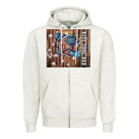 Oatmeal Heather Western Reel Cool Dad American Flag Bass Zipper Hoodie - LillyAllenDesigns