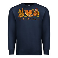 Navy Peace Love Thanksgiving Premium Sweatshirt - texasbilliewilder
