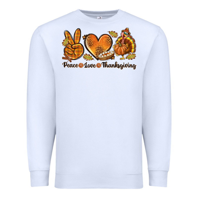 Peace Love Thanksgiving Premium Sweatshirt by texasbilliewilder | Teevron