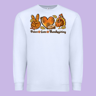 Peace Love Thanksgiving Premium Sweatshirt Designed By Texasbilliewilder