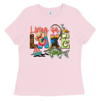 Bubblegum Pink living on lake time Ladies Tee - Zillion Design Studio