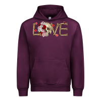 Mauve Wine Skull love Valentine's Day Urban Hoodie - FaDigitalArtStudio