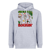 Heather Grey Jingle bell rockin' Heavyweight Hoodie - NancyCooperArtShop