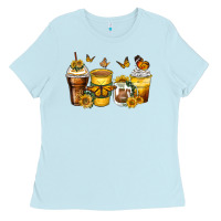 Baby Blue butterfly coffee cups Ladies Tee - Zillion Design Studio