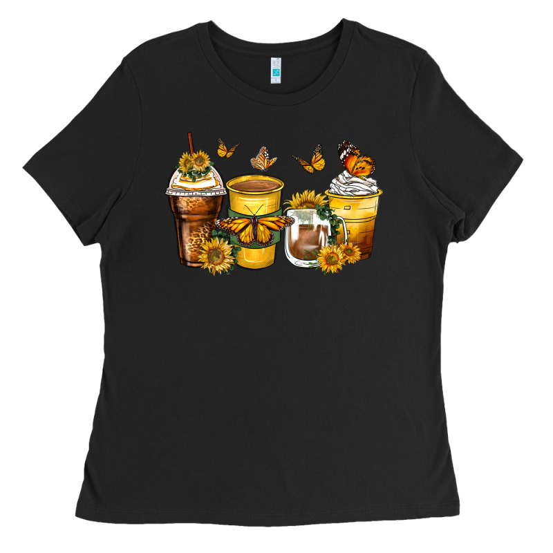 Butterfly Coffee Cups Ladies Tee by Zillion Design Studio | Teevron
