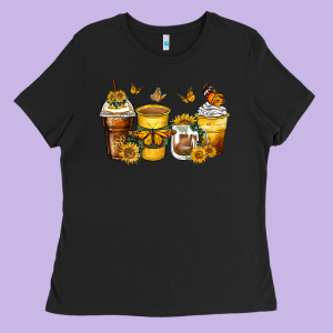 Butterfly Coffee Cups Ladies Tee Designed By Zillion Design Studio