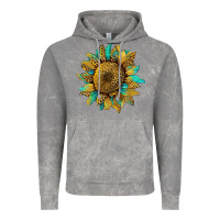 Cloud Rock sunflower with leopard and turquoise Vintage Hoodie - Artiststas