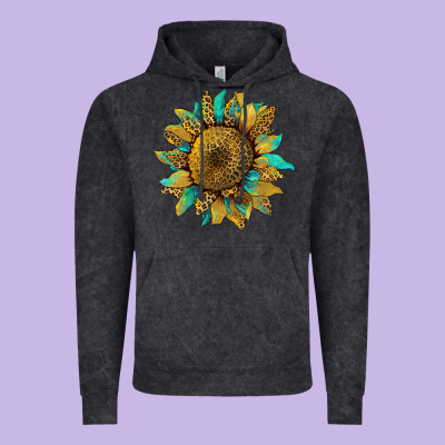 Sunflower With Leopard And Turquoise Vintage Hoodie Designed By Artiststas