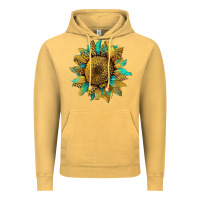 Vintage Mustard sunflower with leopard and turquoise Vintage Hoodie - Artiststas