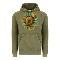 Vintage Olive sunflower with leopard and turquoise Vintage Hoodie - Artiststas