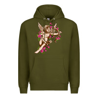 Army Green Cupid with rose Valentine's Day Premium Hoodie - HowdyJamesFarm