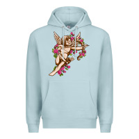 Blue Mist Cupid with rose Valentine's Day Premium Hoodie - HowdyJamesFarm