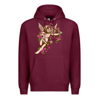 Burgundy Cupid with rose Valentine's Day Premium Hoodie - HowdyJamesFarm