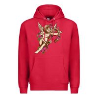 Cardinal Cupid with rose Valentine's Day Premium Hoodie - HowdyJamesFarm