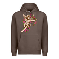 Coffee Cupid with rose Valentine's Day Premium Hoodie - HowdyJamesFarm