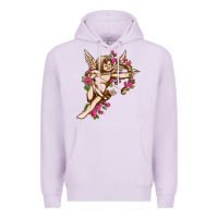 Lilac Cupid with rose Valentine's Day Premium Hoodie - HowdyJamesFarm