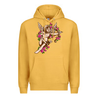 Mustard Cupid with rose Valentine's Day Premium Hoodie - HowdyJamesFarm