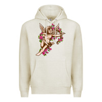 Oatmeal Heather Cupid with rose Valentine's Day Premium Hoodie - HowdyJamesFarm