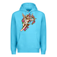 Ocean Blue Cupid with rose Valentine's Day Premium Hoodie - HowdyJamesFarm