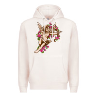 Pale Pink Cupid with rose Valentine's Day Premium Hoodie - HowdyJamesFarm