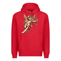 Red Cupid with rose Valentine's Day Premium Hoodie - HowdyJamesFarm