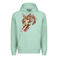 Seafoam Cupid with rose Valentine's Day Premium Hoodie - HowdyJamesFarm