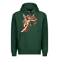 Sports Green Cupid with rose Valentine's Day Premium Hoodie - HowdyJamesFarm