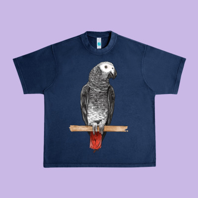 African Gray Parrot Bird Urban Heavy Tee Designed By Lillyallendesigns