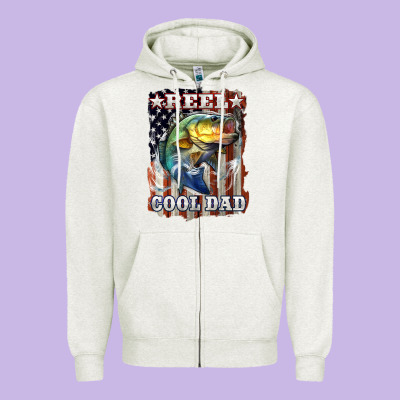 Reel Cool Dad Bass 4th Of July Zipper Hoodie Designed By Lillyallendesigns