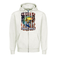 Oatmeal Heather Reel Cool Dad Bass 4th of July Zipper Hoodie - LillyAllenDesigns