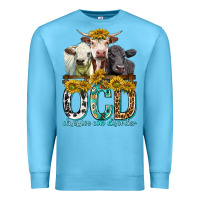 Ocean Blue Obsessive Cow Disorder with Cows Premium Sweatshirt - texasbilliewilder