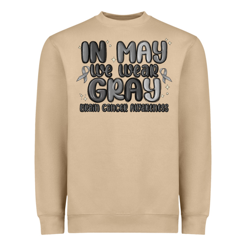 In May We Wear Gray Brain Cancer Awareness Heavyweight Sweatshirt by MaliasSmallBusiness | Teevron