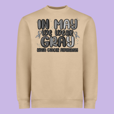 In May We Wear Gray Brain Cancer Awareness Heavyweight Sweatshirt Designed By Maliassmallbusiness
