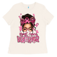 Bone brest cancer warrior afro messy bun Ladies Tee - texasbilliewilder